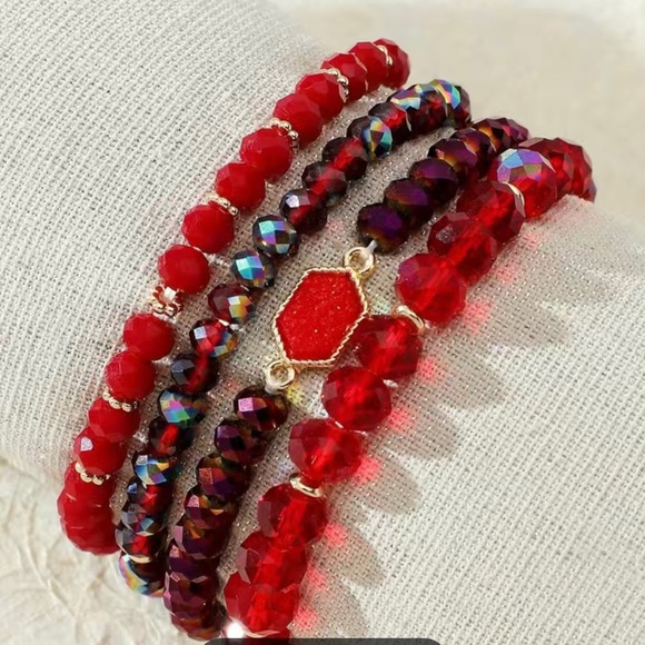 Crystal Resin Cluster Bracelet 4pcs Set(9 colors) - Picture 5 of 9